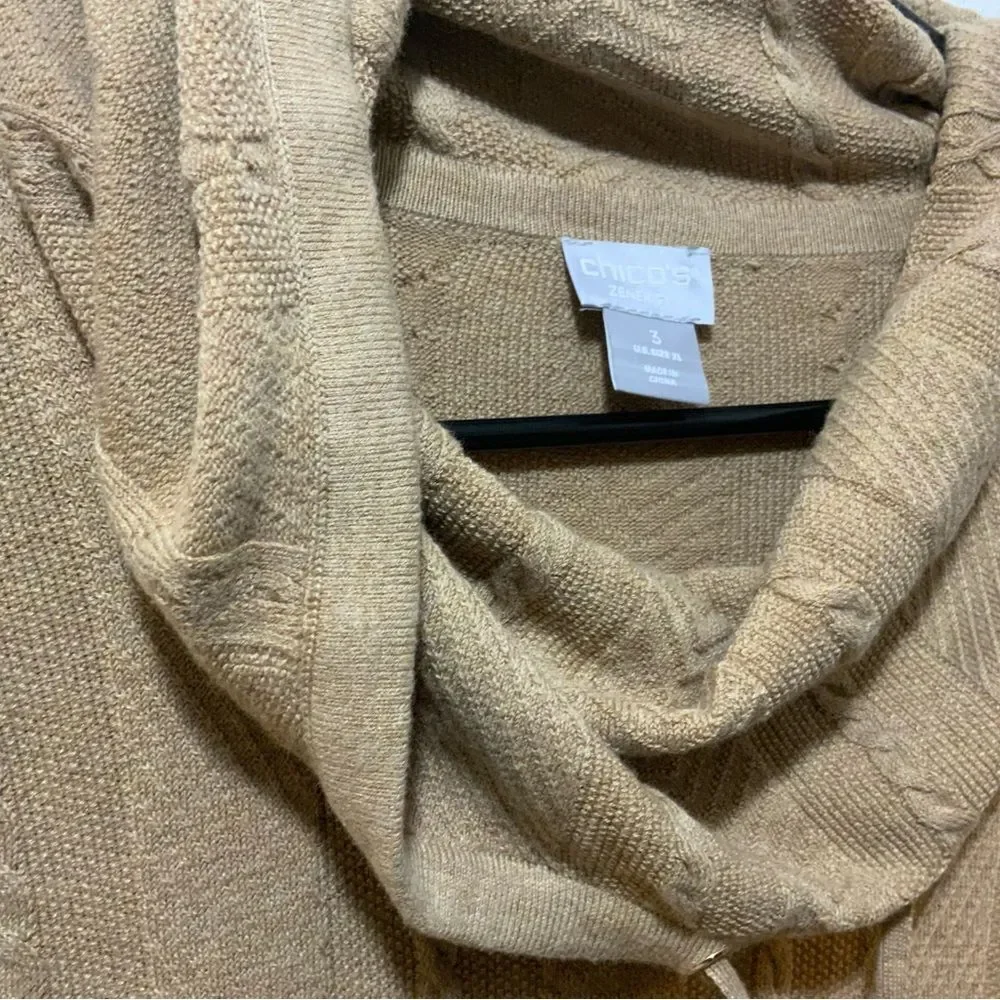 NWT Chico's Zenergy Cotton Cashmere Cable Knit Sweater Womens Size 3 US XL